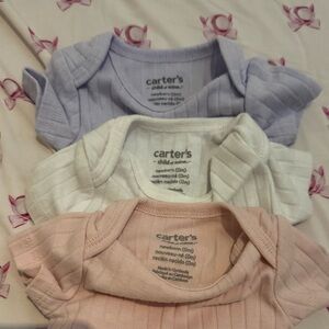 Carter's Ribbed Bodysuits - Pink, Lavender
+ Cloud Island bibs